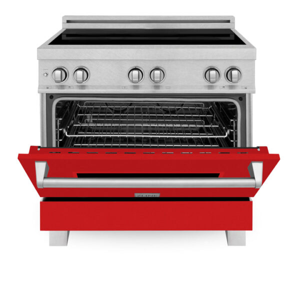 ZLINE 36 in. Induction Range in Fingerprint Resistant Stainless Steel with Red Matte Door (RAINDS-RM-36) - Image 7