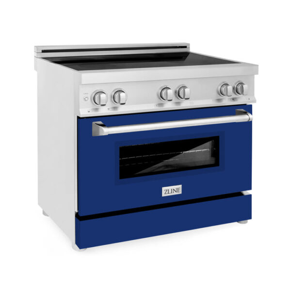 ZLINE 36 in. 4.6 cu. ft. Induction Range with a 4 Element Stove and Electric Oven with Blue Matte Door (RAIND-BM-36)