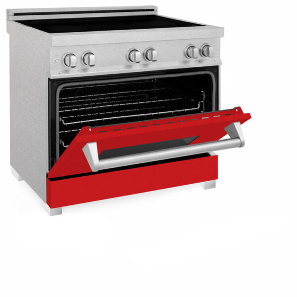 ZLINE 36 in. Induction Range in Fingerprint Resistant Stainless Steel with Red Matte Door (RAINDS-RM-36) - Image 3