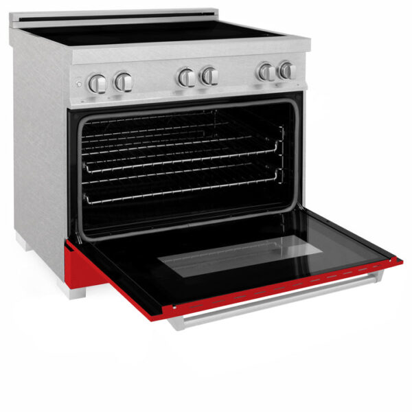 ZLINE 36 in. Induction Range in Fingerprint Resistant Stainless Steel with Red Matte Door (RAINDS-RM-36) - Image 4
