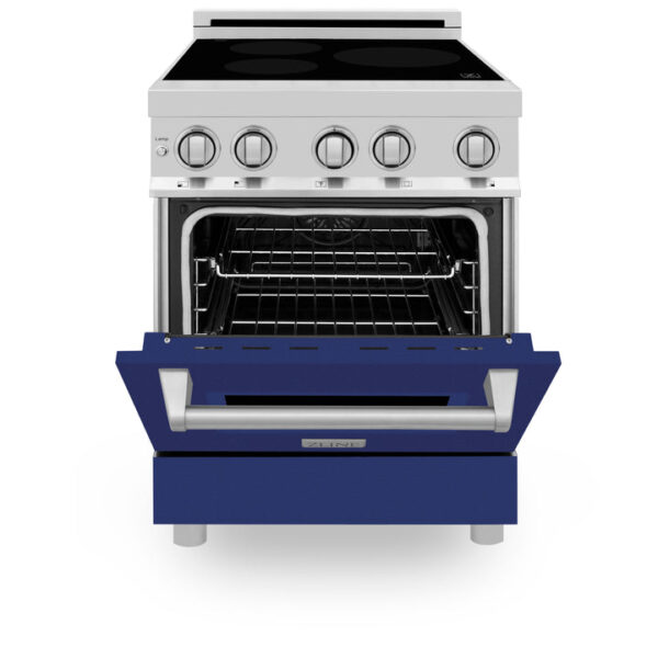 ZLINE 24 In. 2.8 cu. ft. Induction Range with a 3 Element Stove and Electric Oven in Stainless Steel with Blue Gloss Door(RAIND-BG-24) - Image 7