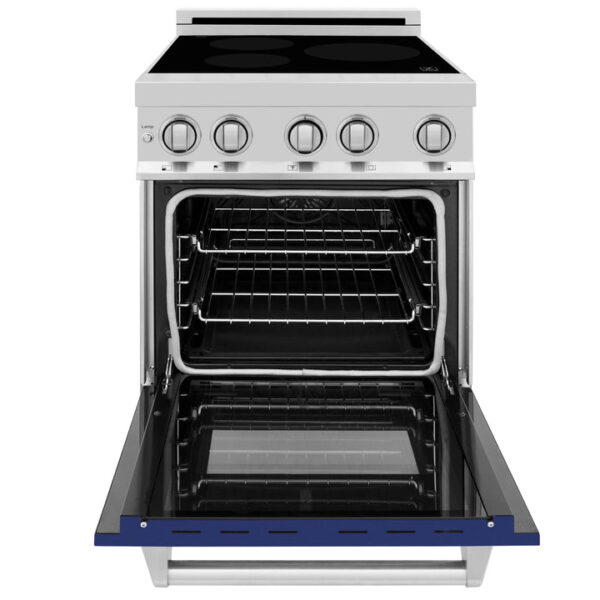 ZLINE 24 In. 2.8 cu. ft. Induction Range with a 3 Element Stove and Electric Oven in Stainless Steel with Blue Gloss Door(RAIND-BG-24) - Image 6