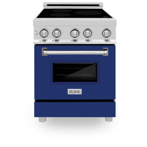 ZLINE 24 In. 2.8 cu. ft. Induction Range with a 3 Element Stove and Electric Oven in Stainless Steel with Blue Gloss Door(RAIND-BG-24) - Image 9
