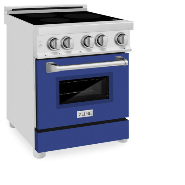 ZLINE 24 IN. 2.8 cu. ft. Induction Range with a 3 Element Stove and Electric Oven in Stainless Steel with Blue Matte Door(RAIND-BM-24) - Image 6