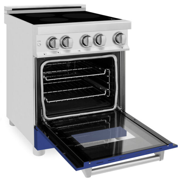 ZLINE 24 IN. 2.8 cu. ft. Induction Range with a 3 Element Stove and Electric Oven in Stainless Steel with Blue Matte Door(RAIND-BM-24) - Image 5
