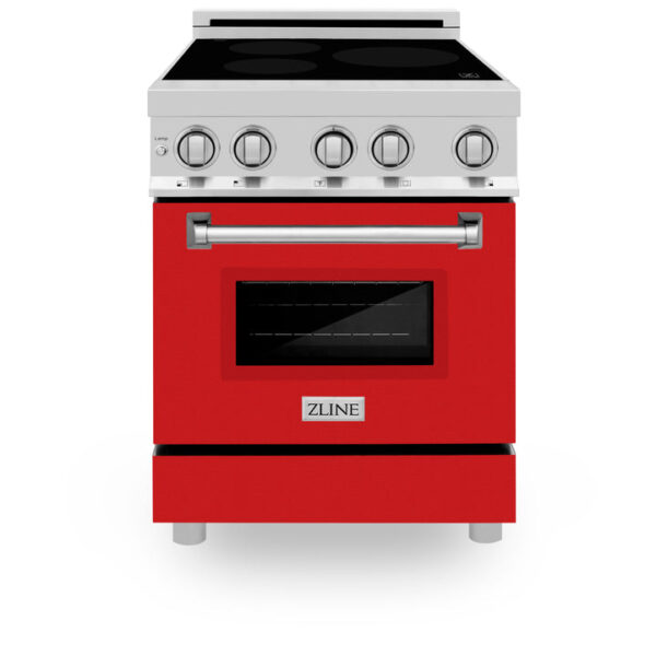 ZLINE 24 In. 2.8 cu. ft. Induction Range with a 3 Element Stove and Electric Oven in Stainless Steel with Red Matte Door(RAIND-RM-24) - Image 2