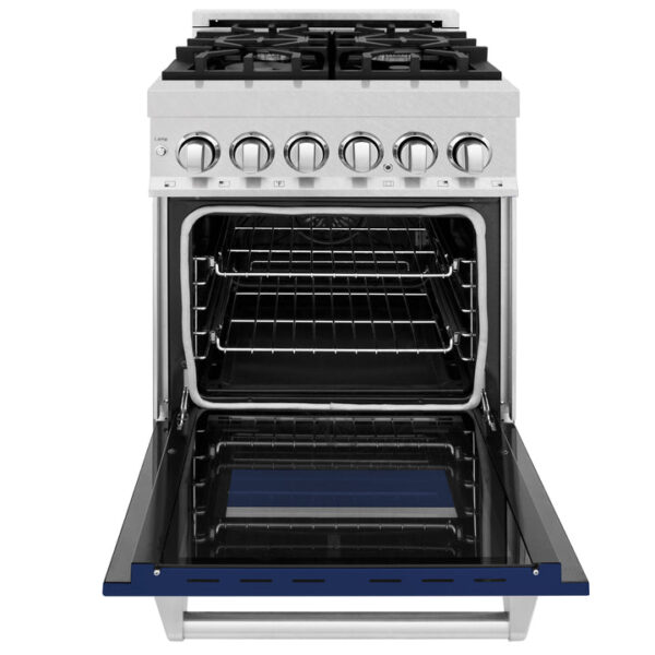 ZLINE 24 in. Professional Dual Fuel Range in Fingerprint Resistant Stainless Steel with Blue Gloss Door (RAS-BG-24) - Image 13
