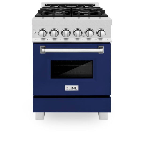 ZLINE 24 in. Professional Dual Fuel Range in Fingerprint Resistant Stainless Steel with Blue Gloss Door (RAS-BG-24) - Image 15