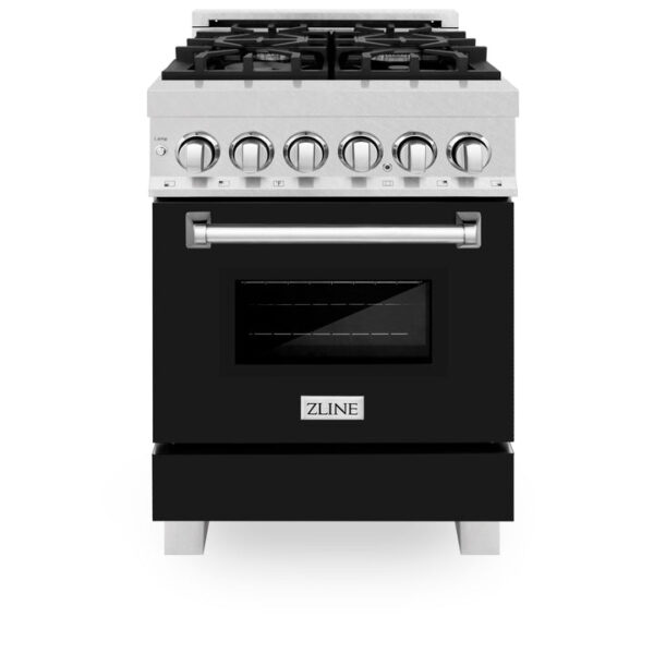ZLINE 24 in. Professional Dual Fuel Range in Fingerprint Resistant Stainless Steel with Black Matte Door (RAS-BLM-24) - Image 5