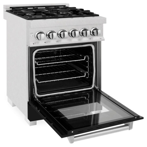 ZLINE 24 in. Professional Dual Fuel Range in Fingerprint Resistant Stainless Steel with Black Matte Door (RAS-BLM-24) - Image 7