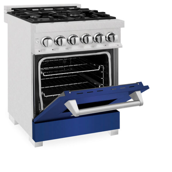 ZLINE 24 in. Professional Dual Fuel Range in Fingerprint Resistant Stainless Steel with Blue Matte Door (RAS-BM-24) - Image 7