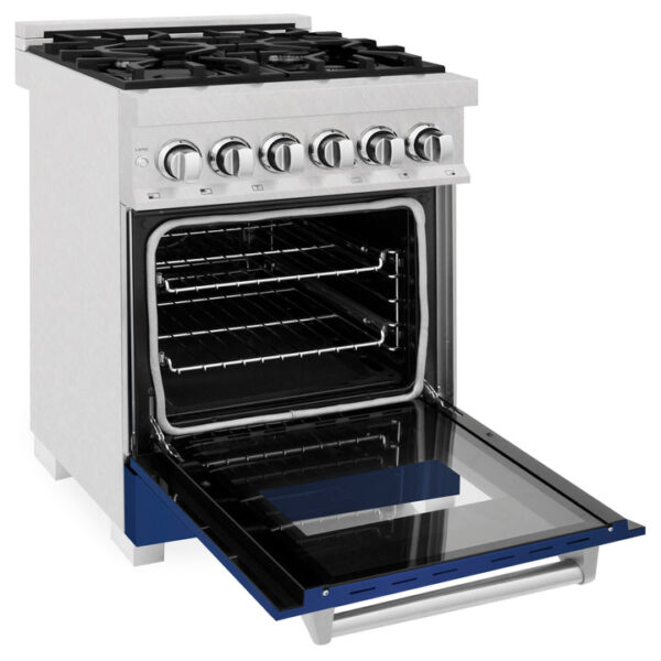 ZLINE 24 in. Professional Dual Fuel Range in Fingerprint Resistant Stainless Steel with Blue Matte Door (RAS-BM-24) - Image 6