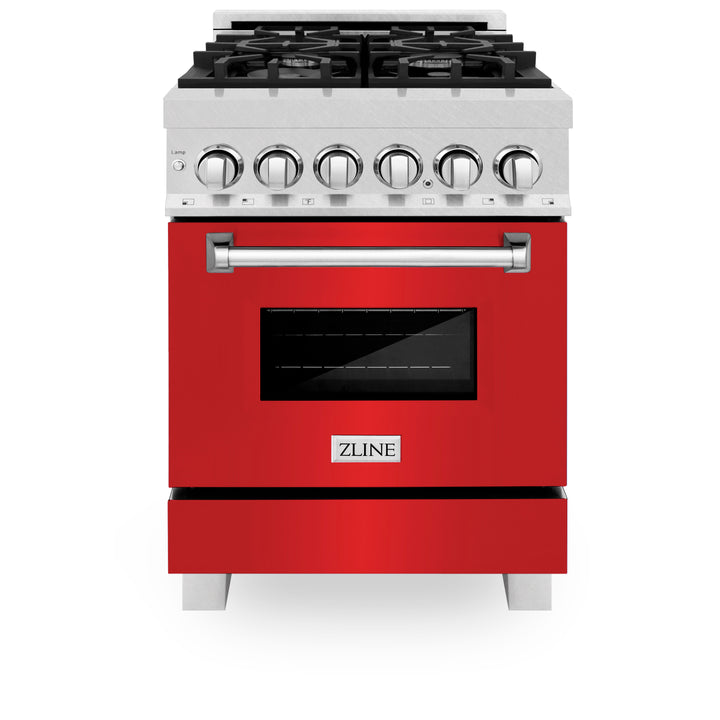 ZLINE 24 in. Professional Dual Fuel Range in Fingerprint Resistant Stainless Steel with Red Matte Door (RAS-RM-24) - Image 9