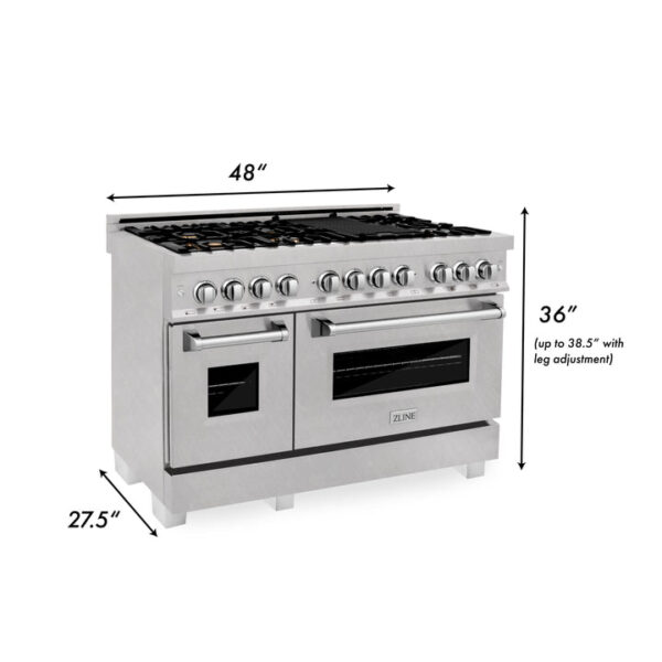 ZLINE 48 in. 6.0 cu. ft. Electric Oven and Gas Cooktop Dual Fuel Range with Griddle and White Matte Door in Stainless Steel (RA-WM-GR-48) - Image 3