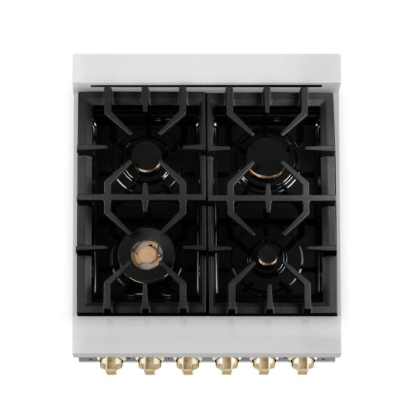 ZLINE Autograph Edition 24 in. 2.8 cu. ft. Dual Fuel Range with Gas Stove and Electric Oven in Stainless Steel with Polished Gold Accents (RAZ-24-G) - Image 8