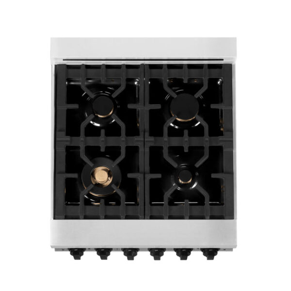 ZLINE Autograph Edition 24 in. 2.8 cu. ft. Dual Fuel Range with Gas Stove and Electric Oven in Stainless Steel with White Matte Door and Matte Black Accents (RAZ-WM-24-MB) - Image 4