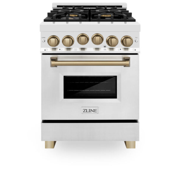 ZLINE Autograph Edition 24 in. 2.8 cu. ft. Range with Gas Stove and Gas Oven in Stainless Steel with Polished Gold Accents (RGZ-24-G) - Image 20
