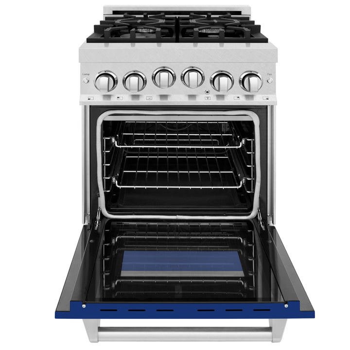 ZLINE 24 in. 2.8 cu. ft. Range with Gas Stove and Gas Oven in Stainless Steel with Blue Gloss Door (RG-BG-24) - Image 11