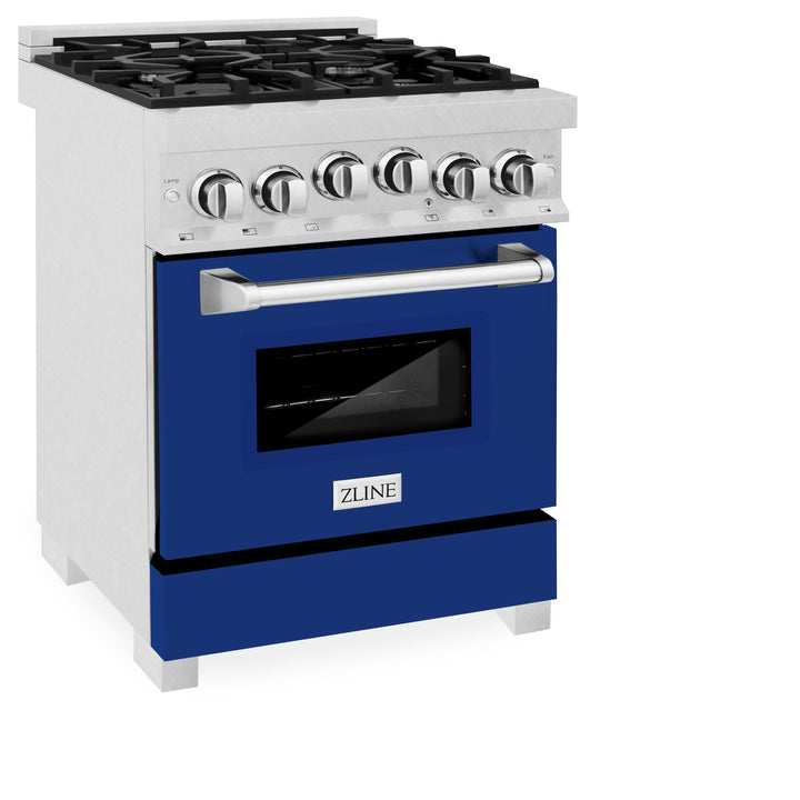 ZLINE 24 in. 2.8 cu. ft. Range with Gas Stove and Gas Oven in Stainless Steel with Blue Gloss Door (RG-BG-24) - Image 9