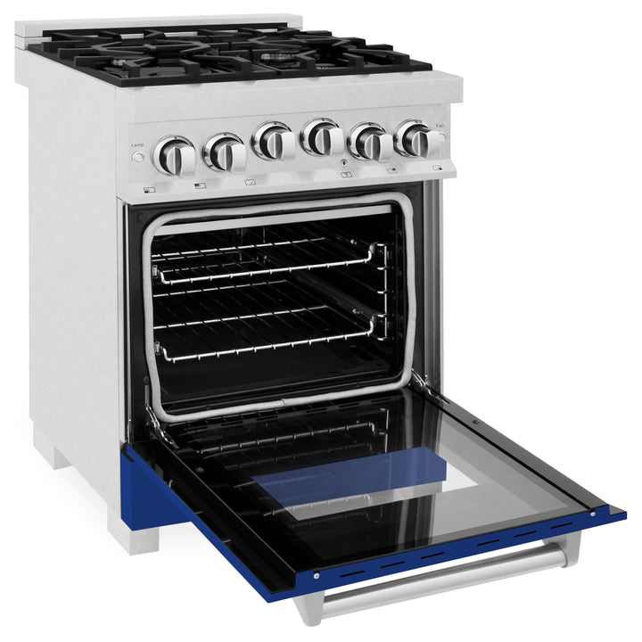 ZLINE 24 in. 2.8 cu. ft. Range with Gas Stove and Gas Oven in Stainless Steel with Blue Gloss Door (RG-BG-24) - Image 8