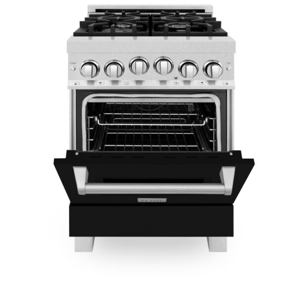 ZLINE 24 in. 2.8 cu. ft. Range with Gas Stove and Gas Oven in Stainless Steel with Black Matte Door (RG-BLM-24) - Image 5