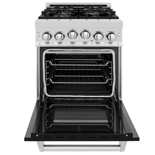 ZLINE 24 in. 2.8 cu. ft. Range with Gas Stove and Gas Oven in Stainless Steel with Black Matte Door (RG-BLM-24) - Image 4