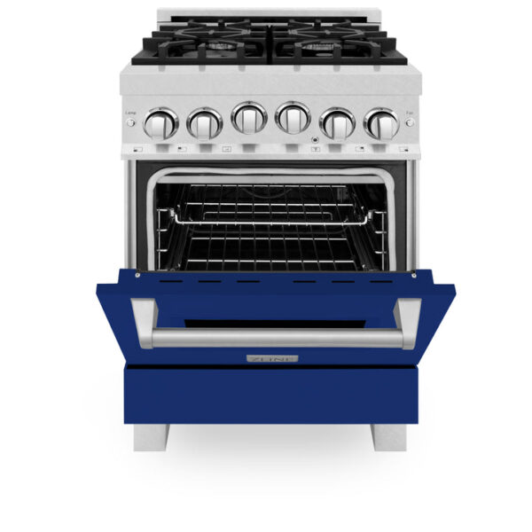 ZLINE 24 in. 2.8 cu. ft. Range with Gas Stove and Gas Oven in Stainless Steel with Blue Matte Door (RG-BM-24) - Image 7