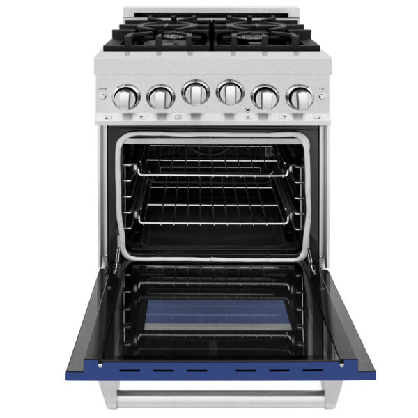 ZLINE 24 in. 2.8 cu. ft. Range with Gas Stove and Gas Oven in Stainless Steel with Blue Matte Door (RG-BM-24) - Image 6