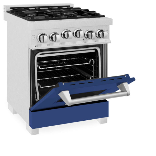ZLINE 24 in. 2.8 cu. ft. Range with Gas Stove and Gas Oven in Stainless Steel with Blue Matte Door (RG-BM-24) - Image 4