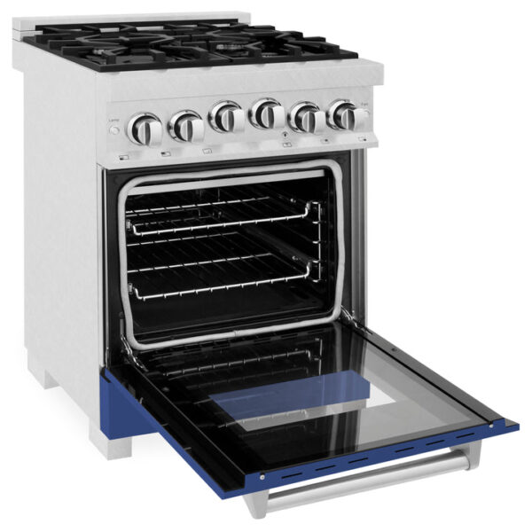 ZLINE 24 in. 2.8 cu. ft. Range with Gas Stove and Gas Oven in Stainless Steel with Blue Matte Door (RG-BM-24) - Image 3
