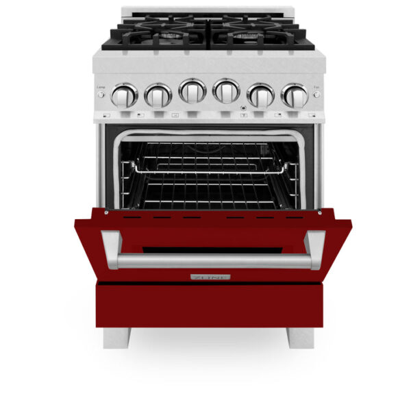 ZLINE 24 in. 2.8 cu. ft. Range with Gas Stove and Gas Oven in Fingerprint Resistant Stainless Steel with Red Gloss Door (RGS-RG-24) - Image 8