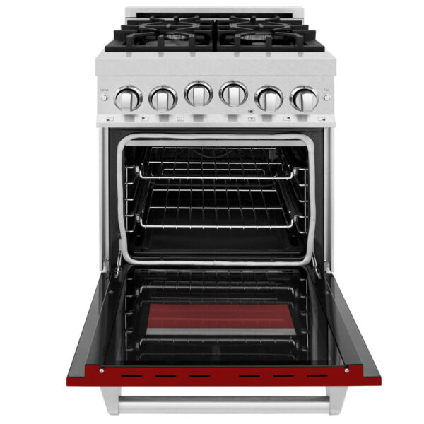 ZLINE 24 in. 2.8 cu. ft. Range with Gas Stove and Gas Oven in Fingerprint Resistant Stainless Steel with Red Gloss Door (RGS-RG-24) - Image 6