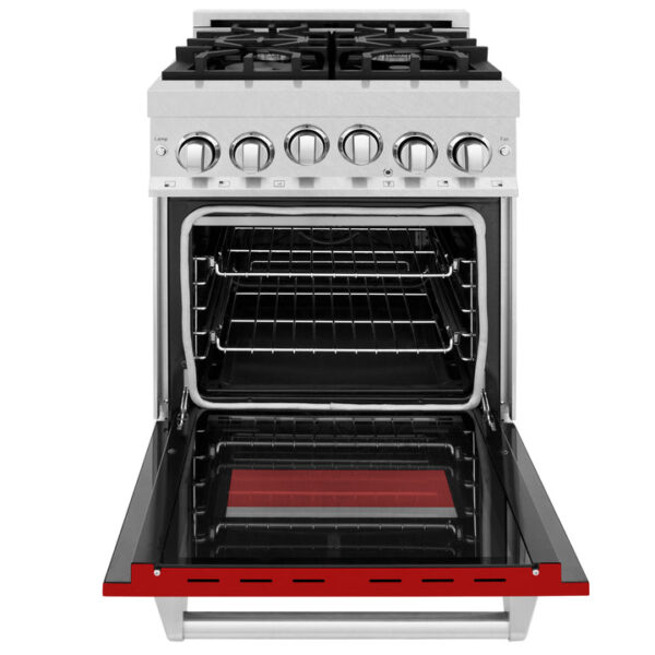 ZLINE 24 in. 2.8 cu. ft. Range with Gas Stove and Gas Oven in Stainless Steel with Red Matte Door (RG-RM-24) - Image 5