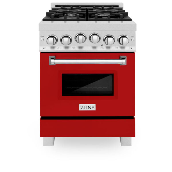 ZLINE 24 in. 2.8 cu. ft. Range with Gas Stove and Gas Oven in Stainless Steel with Red Matte Door (RG-RM-24) - Image 6