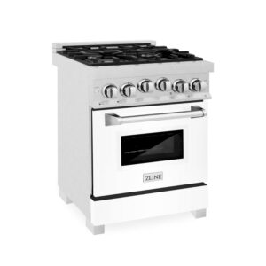 ZLINE 24 in. 2.8 cu. ft. Range with Gas Stove and Gas Oven in Fingerprint Resistant Stainless Steel with White Matte Door (RGS-WM-24)