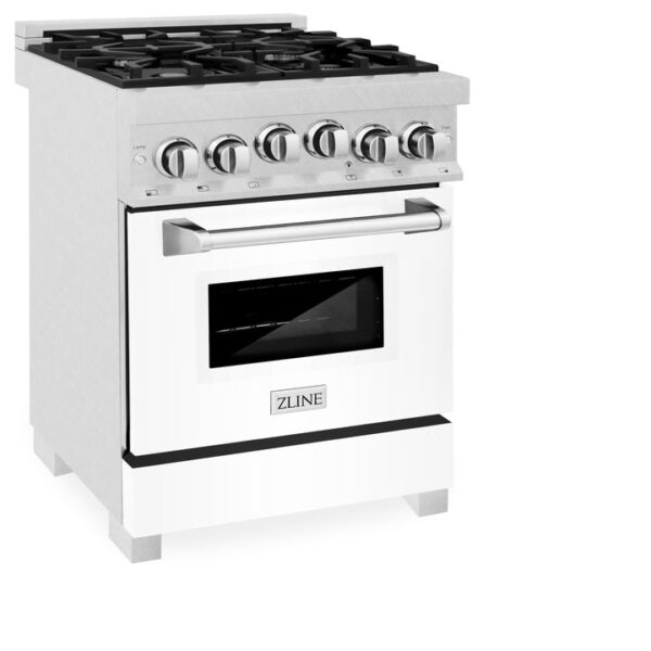 ZLINE 24 in. 2.8 cu. ft. Range with Gas Stove and Gas Oven in Stainless Steel with White Matte Door (RG-WM-24) - Image 8
