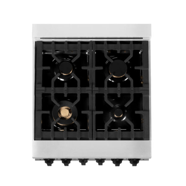 ZLINE Autograph Edition 24 in. 2.8 cu. ft. Range with Gas Stove and Gas Oven in Stainless Steel with Polished Gold Accents (RGZ-24-G) - Image 9