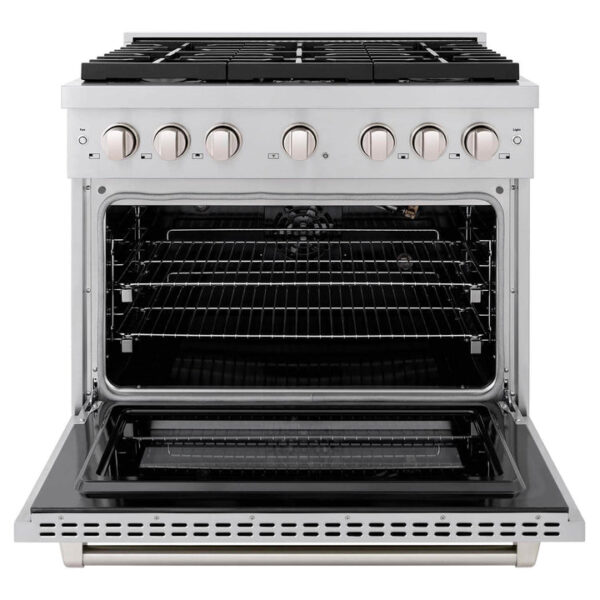 ZLINE 36 in. 5.2 cu. ft. 6 Burner Gas Range with Convection Gas Oven in Stainless Steel (SGR36) - Image 4