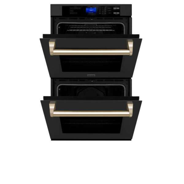 ZLINE 30 in. Autograph Edition Electric Double Wall Oven with Self Clean and True Convection in Black Stainless Steel and Polished Gold Accents (AWDZ-30-BS-G) - Image 12