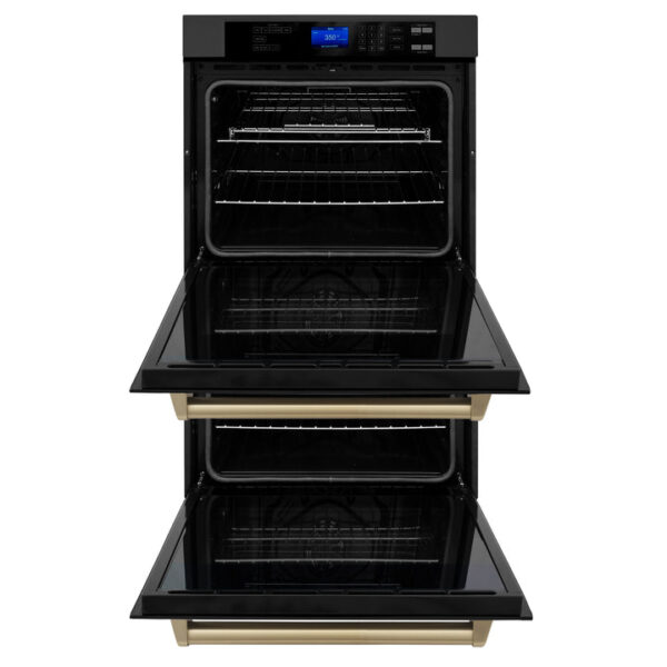 ZLINE 30 in. Autograph Edition Electric Double Wall Oven with Self Clean and True Convection in Black Stainless Steel and Champagne Bronze Accents (AWDZ-30-BS-CB) - Image 6