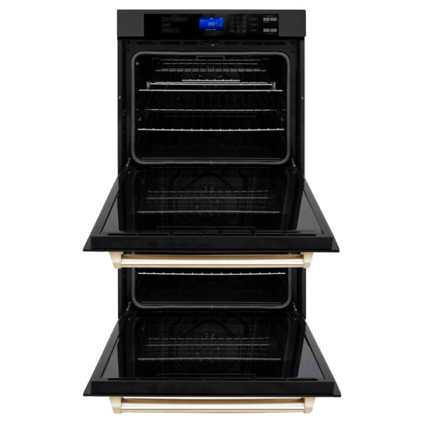 ZLINE 30 in. Autograph Edition Electric Double Wall Oven with Self Clean and True Convection in Black Stainless Steel and Polished Gold Accents (AWDZ-30-BS-G) - Image 5