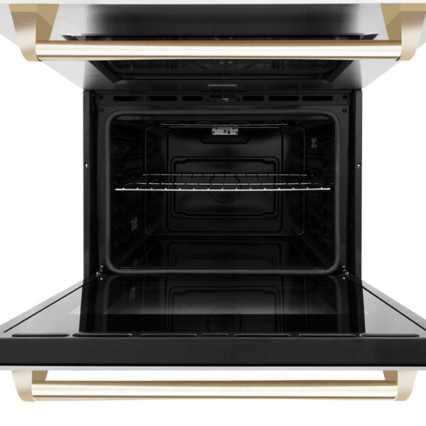 ZLINE 30 in. Autograph Edition Electric Double Wall Oven with Self Clean and True Convection in DuraSnow Stainless Steel and Polished Gold Accents (AWDSZ-30-G) - Image 10