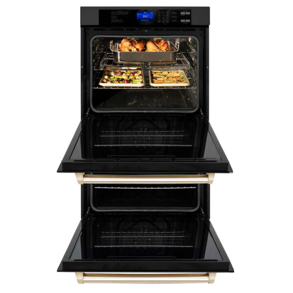 ZLINE 30 in. Autograph Edition Electric Double Wall Oven with Self Clean and True Convection in Black Stainless Steel and Polished Gold Accents (AWDZ-30-BS-G) - Image 13