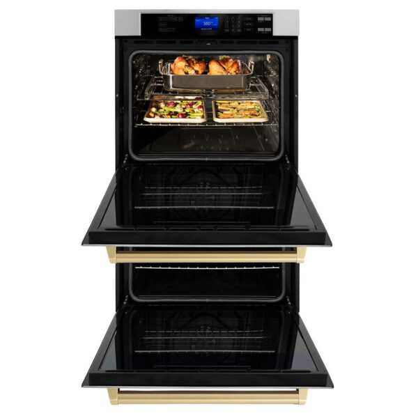 ZLINE 30 in. Autograph Edition Electric Double Wall Oven with Self Clean and True Convection in Stainless Steel and Champagne Bronze Accents (AWDZ-30-CB) - Image 14