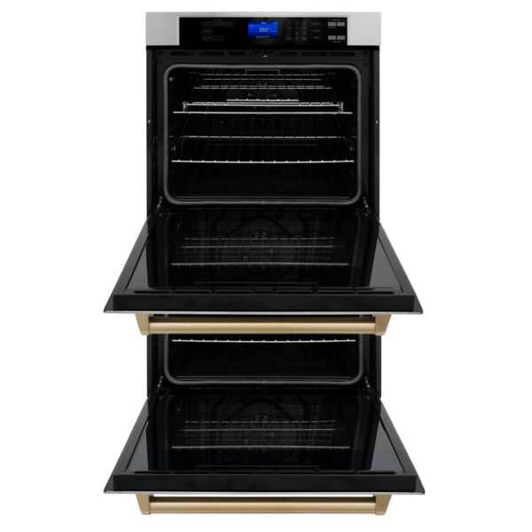 ZLINE 30 in. Autograph Edition Electric Double Wall Oven with Self Clean and True Convection in Stainless Steel and Champagne Bronze Accents (AWDZ-30-CB) - Image 15