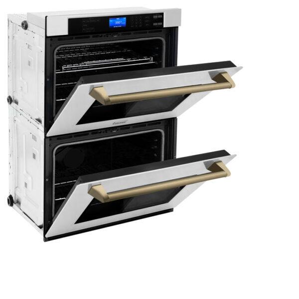 ZLINE 30 in. Autograph Edition Electric Double Wall Oven with Self Clean and True Convection in Stainless Steel and Champagne Bronze Accents (AWDZ-30-CB) - Image 10