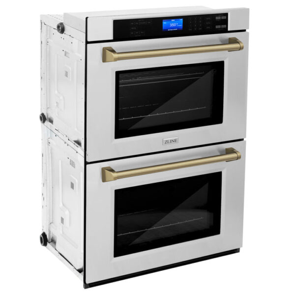 ZLINE 30 in. Autograph Edition Electric Double Wall Oven with Self Clean and True Convection in Stainless Steel and Champagne Bronze Accents (AWDZ-30-CB) - Image 11
