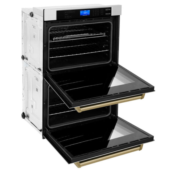 ZLINE 30 in. Autograph Edition Electric Double Wall Oven with Self Clean and True Convection in Stainless Steel and Champagne Bronze Accents (AWDZ-30-CB) - Image 9