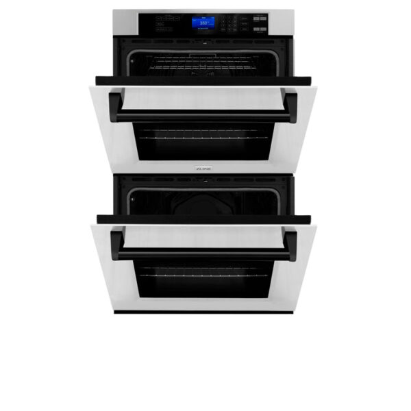 ZLINE 30 in. Autograph Edition Electric Double Wall Oven with Self Clean and True Convection in DuraSnow Stainless Steel and Matte Black Accents (AWDSZ-30-MB) - Image 4