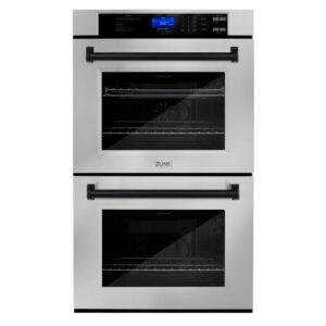ZLINE 30 in. Autograph Edition Electric Double Wall Oven with Self Clean and True Convection in DuraSnow Stainless Steel and Matte Black Accents (AWDSZ-30-MB)